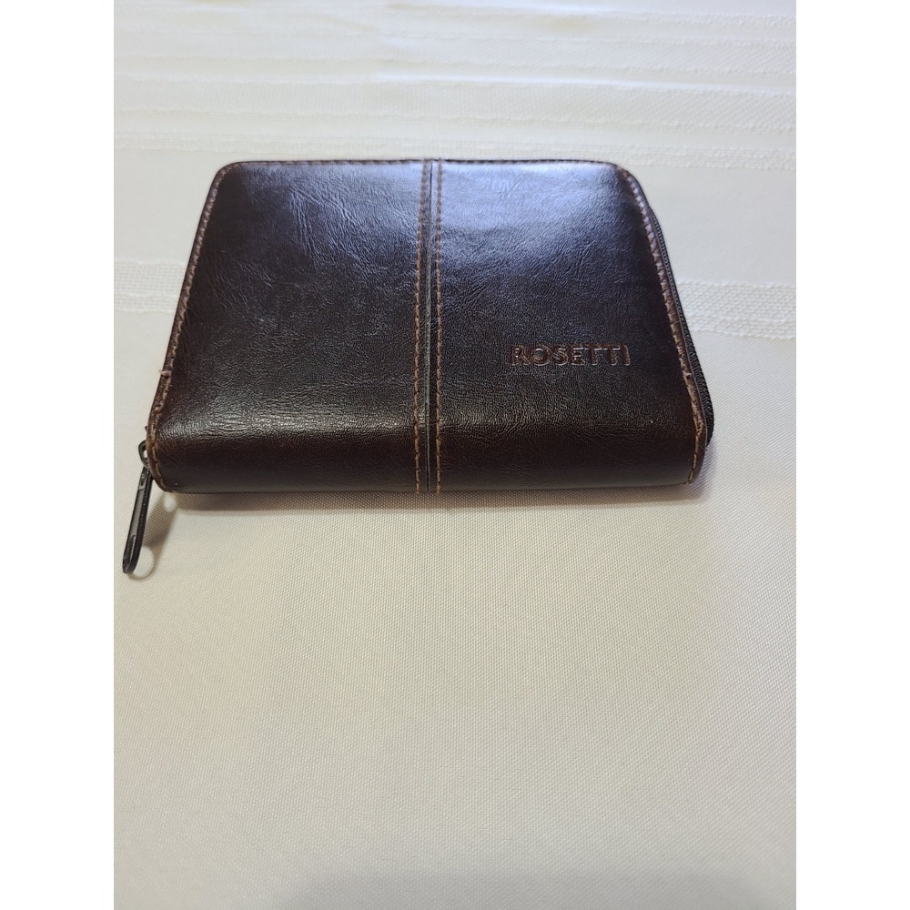 Rosetti Brown Faux Leather Zip Around Wallet 5x4 Inches